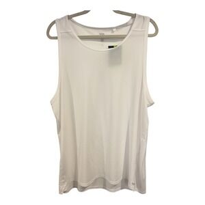 DSG Mens XL Run Tank Pure White Performance Athletic Running Shirt DAM22206 NWT